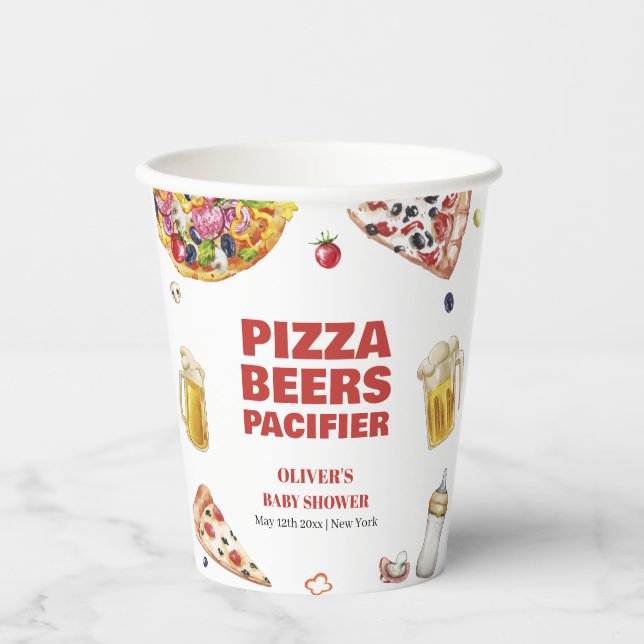 Mama Mia Italian Pizza Beer Pacifier Baby Shower Paper Cups (Front)