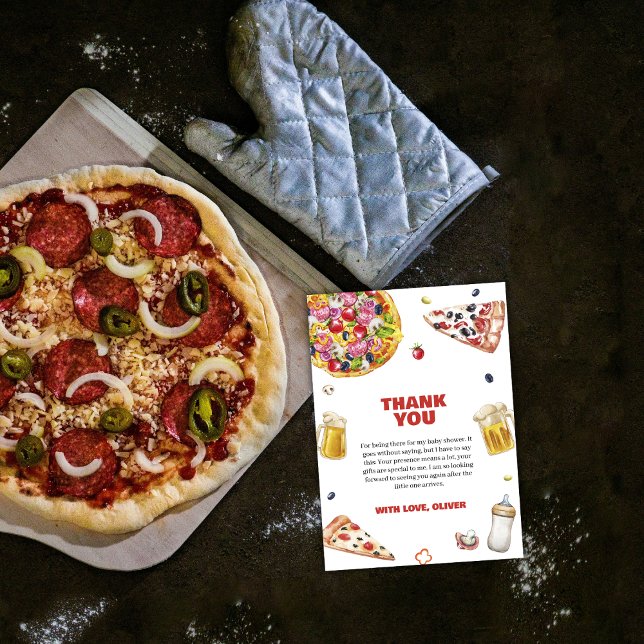 Mama Mia Italian Pizza Beer Pacifier Baby Shower Thank You Card (Mama Mia Italian Pizza Beer Pacifier Baby Shower Thank You Card)
