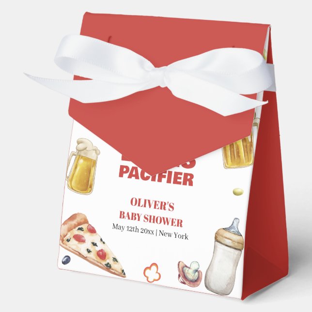 Mama Mia Pizza Beer Pacifier Baby Shower Favour Box (Front)