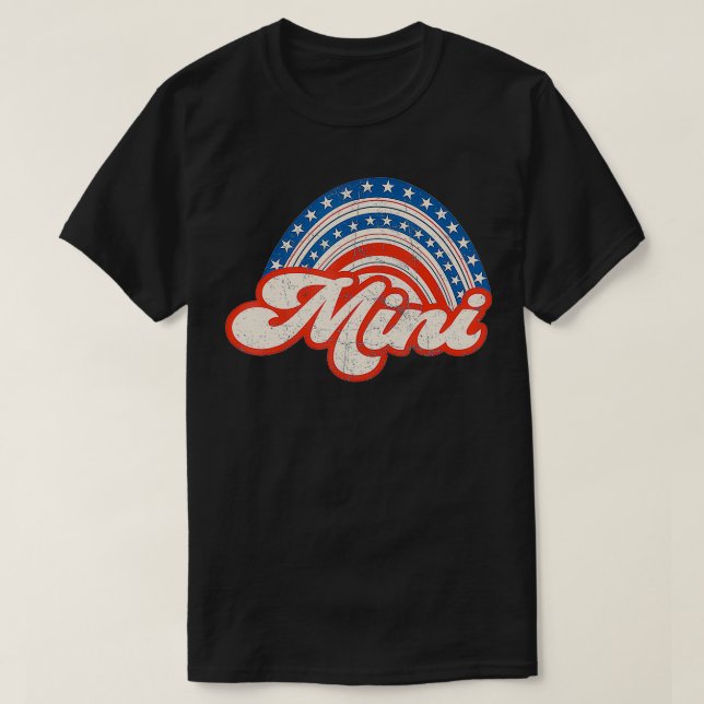 Mama Mini 4th of July USA Flag Rainbow Mom Daughte T-Shirt (Design Front)
