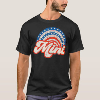 Mama Mini 4th of July USA Flag Rainbow Mom Daughte T-Shirt