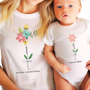 Mama mini matching Custom Wildflower T-Shirt