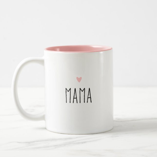 Mama | Modern Mum Custom Heart Colour Two-Tone Coffee Mug (Left)