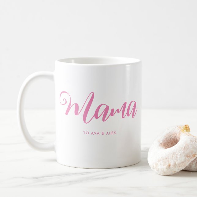 Mama Modern Mum Kids Names Mother's Day Coffee Mug (With Donut)