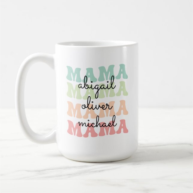 Mama Modern Mum Kids Names Mother's Day Gift  Coffee Mug (Left)
