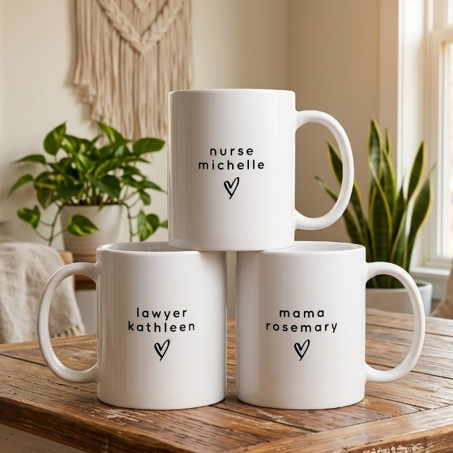 Mama Modern Nurse Lawyer Graduation Custom Script Coffee Mug (Personalized modern script mama mother’s day | bridesmaid | teacher | nurse graduation mug gift)