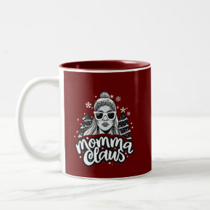 Mama Momma Claus Santa Funny Xmas Christmas Two-Tone Coffee Mug