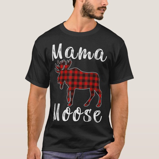 Mama Moose Family Christmas Pajama Red&amp; Black  T-Shirt (Front)