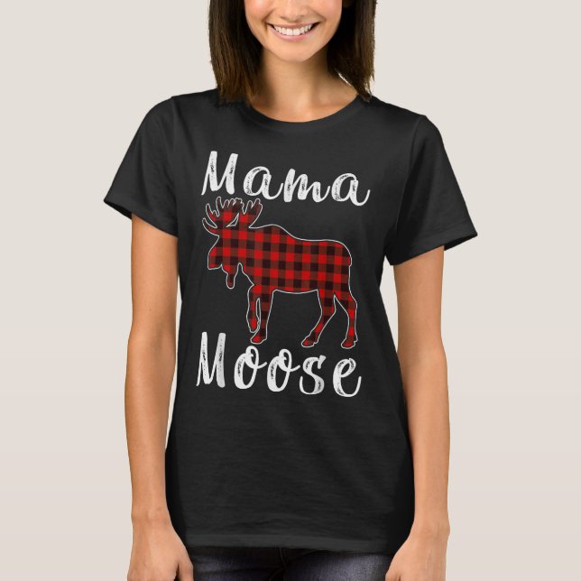 Mama Moose Family Christmas Pajama Red&amp; Black  T-Shirt (Front)