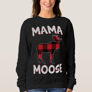 Mama Moose Mom Christmas Pjs Family Matching Plaid Sweatshirt