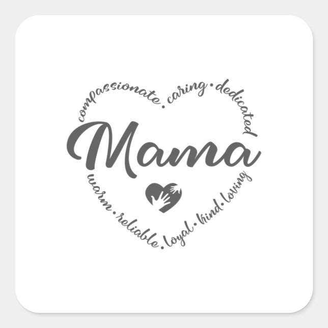 Mama, mothers day, Mama heart Square Sticker (Front)