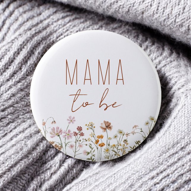 Mama Mum to Be Wildflower Baby Shower 6 Cm Round Badge (Creator Uploaded)