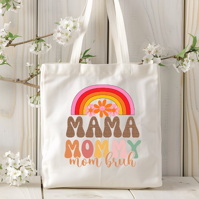 Mama Mummy Mum Bruh Funny Retro Groovy Tote Bag (Creator Uploaded)