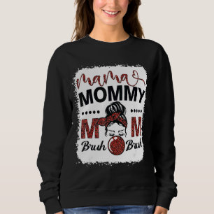 Mama Mummy Mum Bruh Mum Life Leopard Messy Bun 3 Sweatshirt