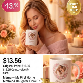 Mama — My First Home | Mother & Daughter Floral Tr Coffee Mug