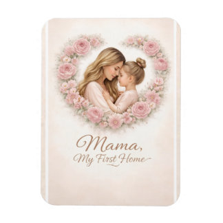 Mama — My First Home | Mother & Daughter Floral Tr Magnet