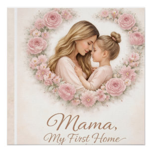 Mama — My First Home   Mother & Daughter Floral Tr Poster