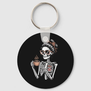 Mama Needs Coffee Funny Skeleton Halloween Coffee Key Ring