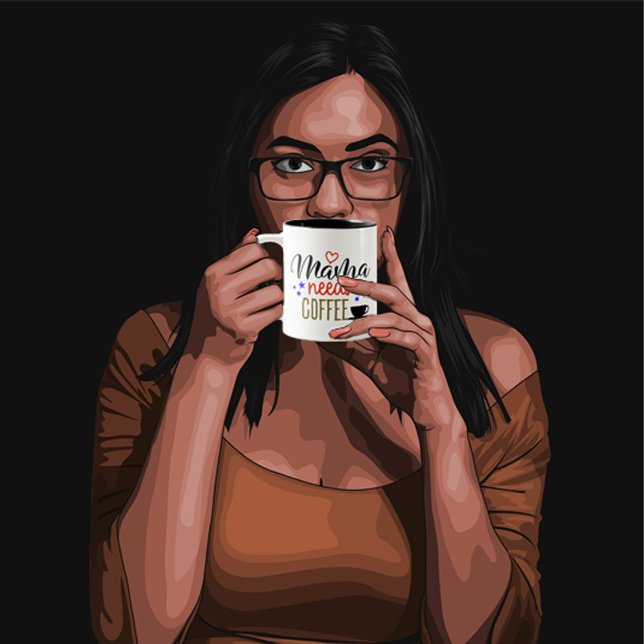 Mama Needs Coffee Personalise Two-Tone Coffee Mug (Creator Uploaded)