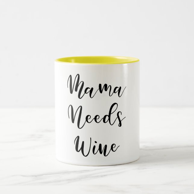 Mama Needs Wine Two-Tone Coffee Mug (Center)