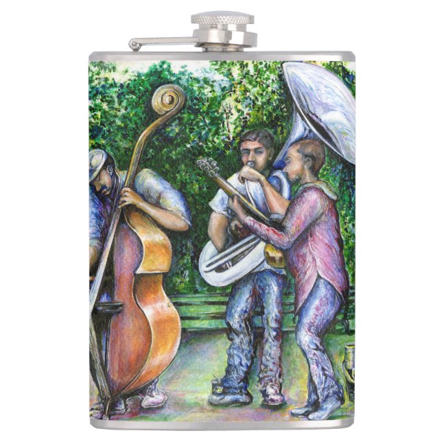 Mama Never Warned Me about Tuba Players Hip Flask (Front)