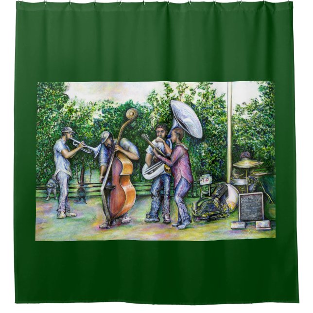 Mama Never Warned Me about Tuba Players Shower Curtain (Front)
