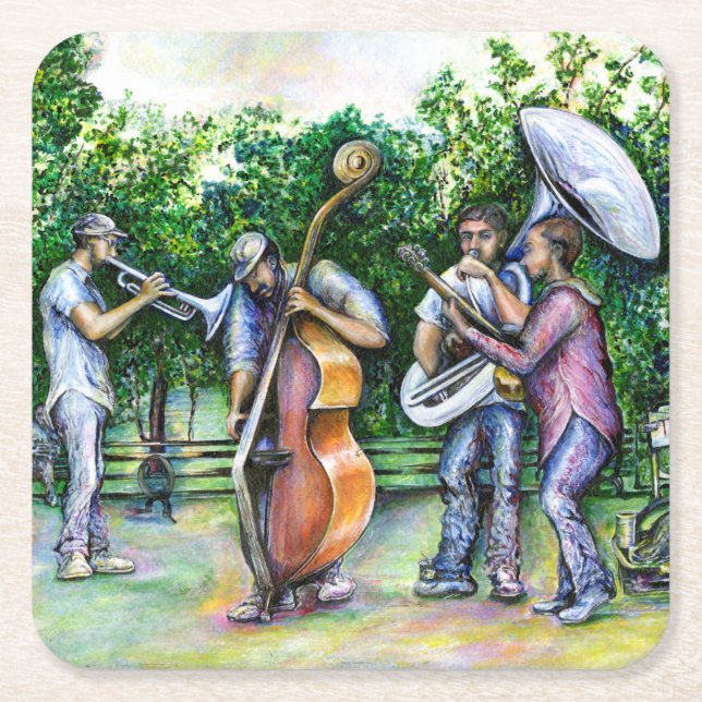 Mama Never Warned Me about Tuba Players Square Paper Coaster (Front)