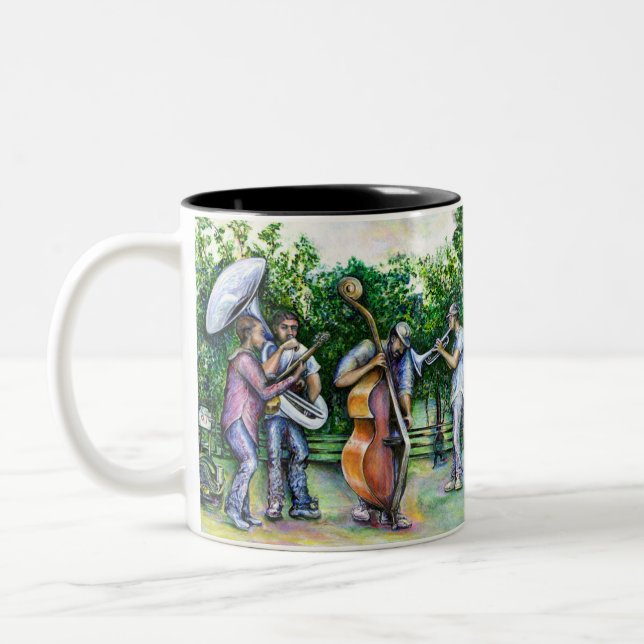 Mama Never Warned Me about Tuba Players Two-Tone Coffee Mug (Left)