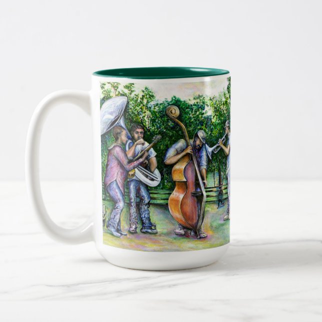 Mama Never Warned Me about Tuba Players Two-Tone Coffee Mug (Left)