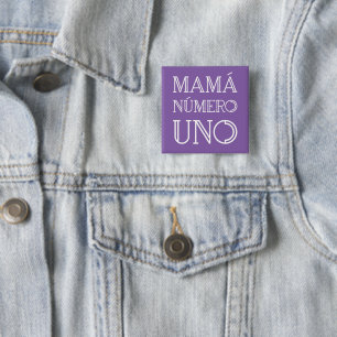 Mamá Número Uno Modern Geometric Font on Violet 15 Cm Square Badge