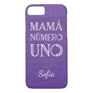 Mamá Número Uno on Violet Linen Photo, Custom Name iPhone 8/7 Case
