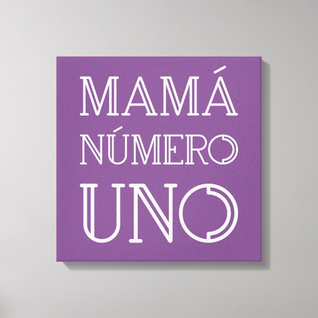 Mamá Número Uno Trendy Typography on Purple Canvas Print (Front)
