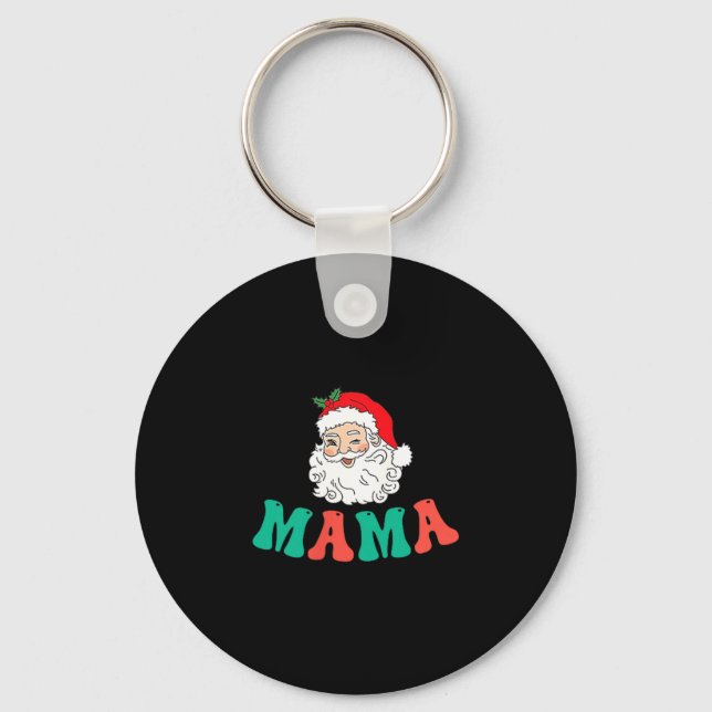 Mama Of 1st Birthday Pajamas Christmas Santa Match Key Ring (Front)