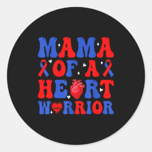 Mama of a heart warrior congenital heart defect classic round sticker