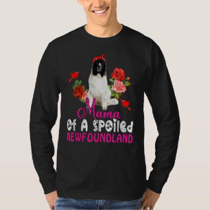 Mama Of A Spoiled Newfoundland Cute Dog Bow Tie Fl T-Shirt