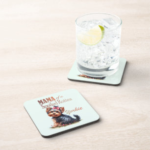 Mama of a Spoiled Rotten Yorkie Watercolor Art Coaster