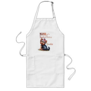 Mama of a Spoiled Rotten Yorkie Watercolor Art Long Apron
