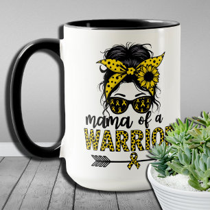 Mama Of A Warrior Childhood Cancer Awareness Mum  Mug