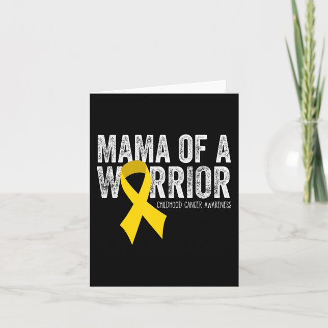 Mama of a Warrior Childhood Cancer  Ribbon Oncolog Card (Front)
