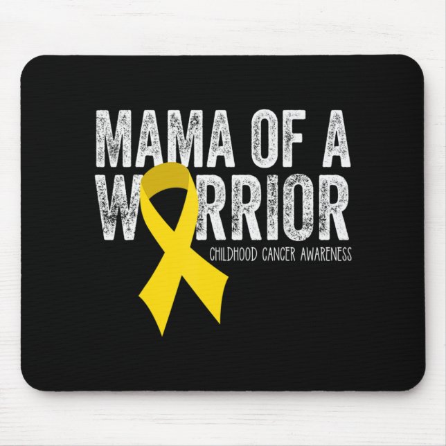 Mama of a Warrior Childhood Cancer  Ribbon Oncolog Mouse Mat (Front)