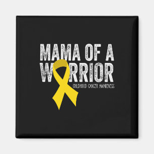 Mama Of A Warrior Childhood Cancer Ribbon Oncology Magnet