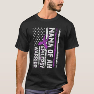 Mama of a Warrior Epilepsy Purple Ribbon Support U T-Shirt