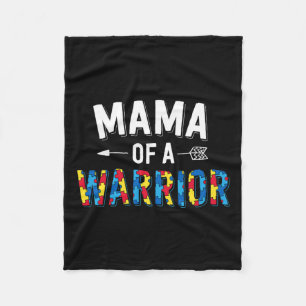 Mama Of A Warrior Family Mum World Autism Awarenes Fleece Blanket