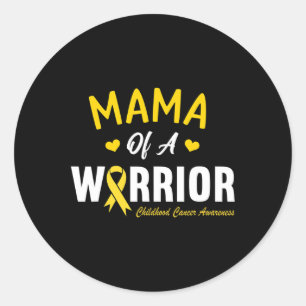 Mama Of A Warrior Hero Childhood Cancer Awareness  Classic Round Sticker