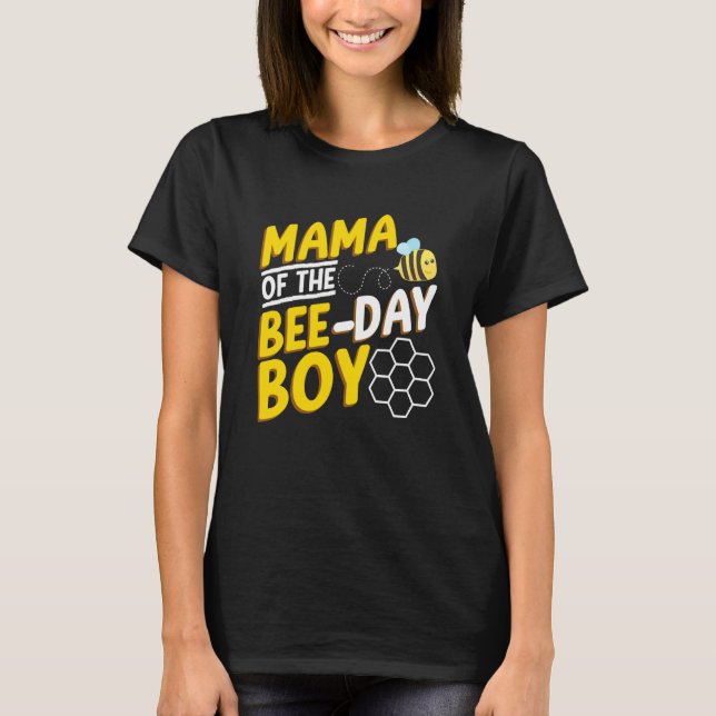 Mama Of Bee Day Boy Honey Beekeeper Beekeeping Gra T-Shirt (Front)