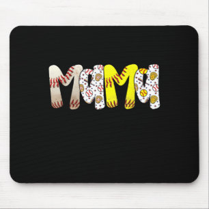 Mama of both baseball softball mom women mother's mouse mat