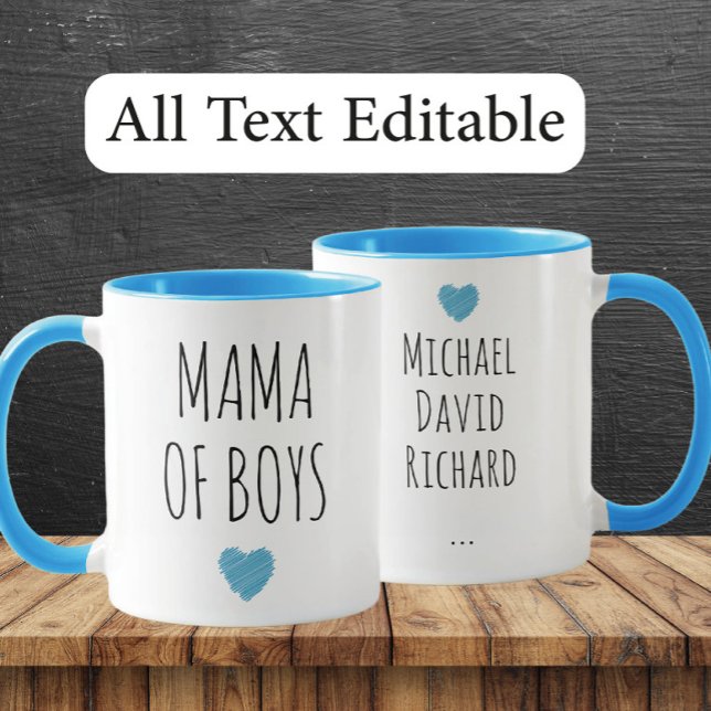 Mama of Boys Custom Names - Heartfelt Gift for Mum Mug (Creator Uploaded)