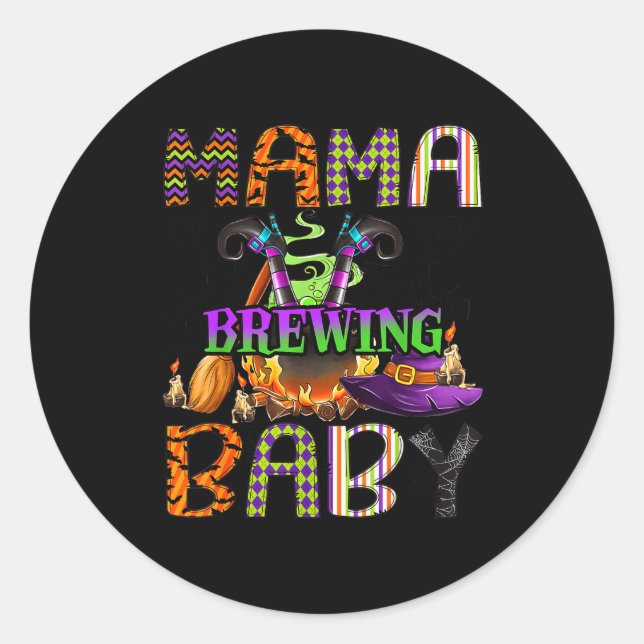 Mama Of Brewing Baby Halloween One Soky Mama  Classic Round Sticker (Front)