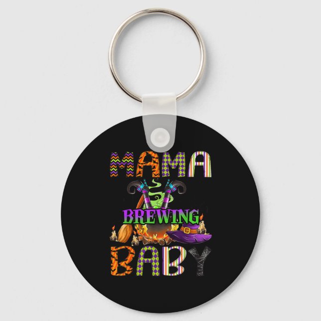 Mama Of Brewing Baby Halloween One Soky Mama  Key Ring (Front)