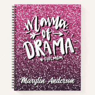MAMA OF DRAMA CUSTOM GLITTER TYPOGRAPHY NOTEBOOK